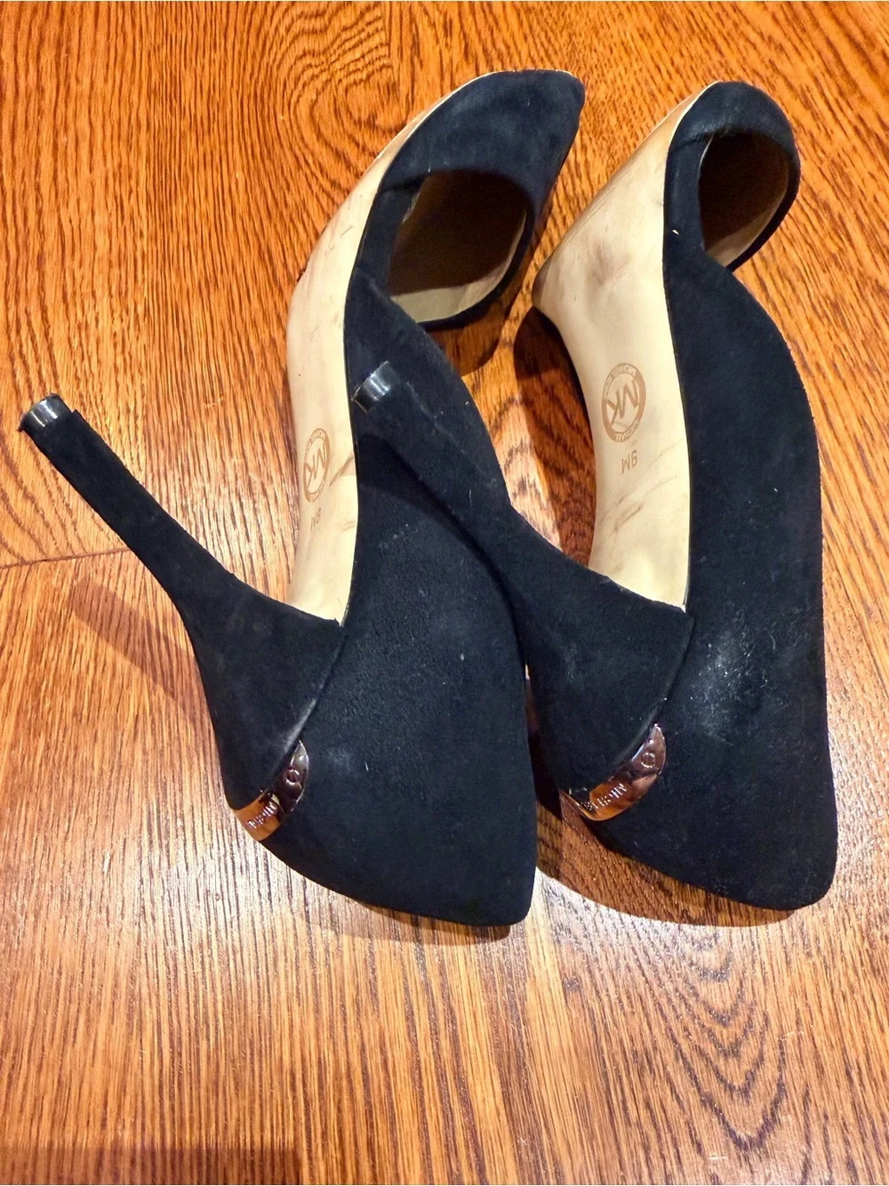 Michael Kors Black Suede D'Orsay Pointed-Toe Stilettos